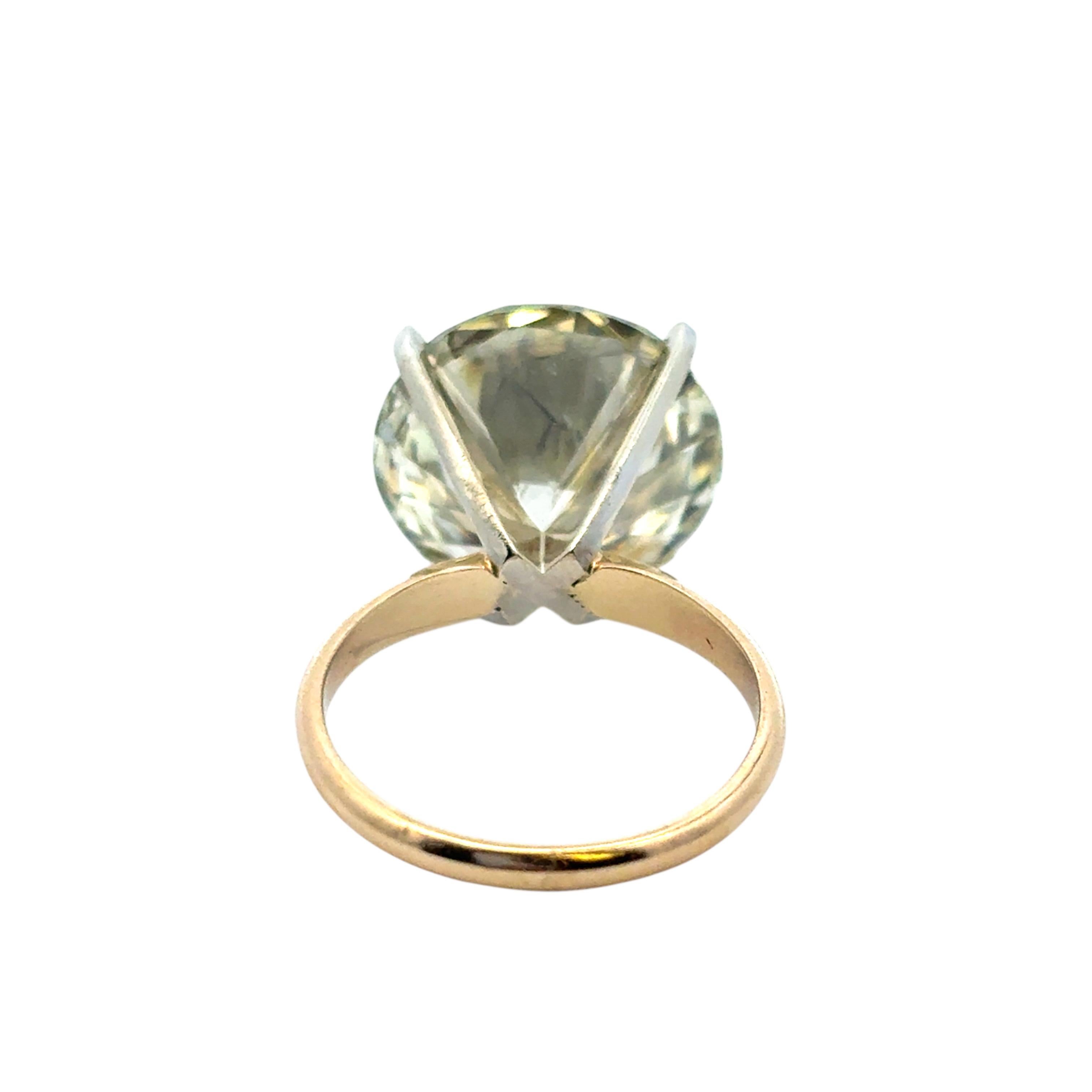 14k Yellow Gold Solitaire Ring Set with a 15.30ct Round Brilliant Diamond In New Condition For Sale In Boca Raton, FL
