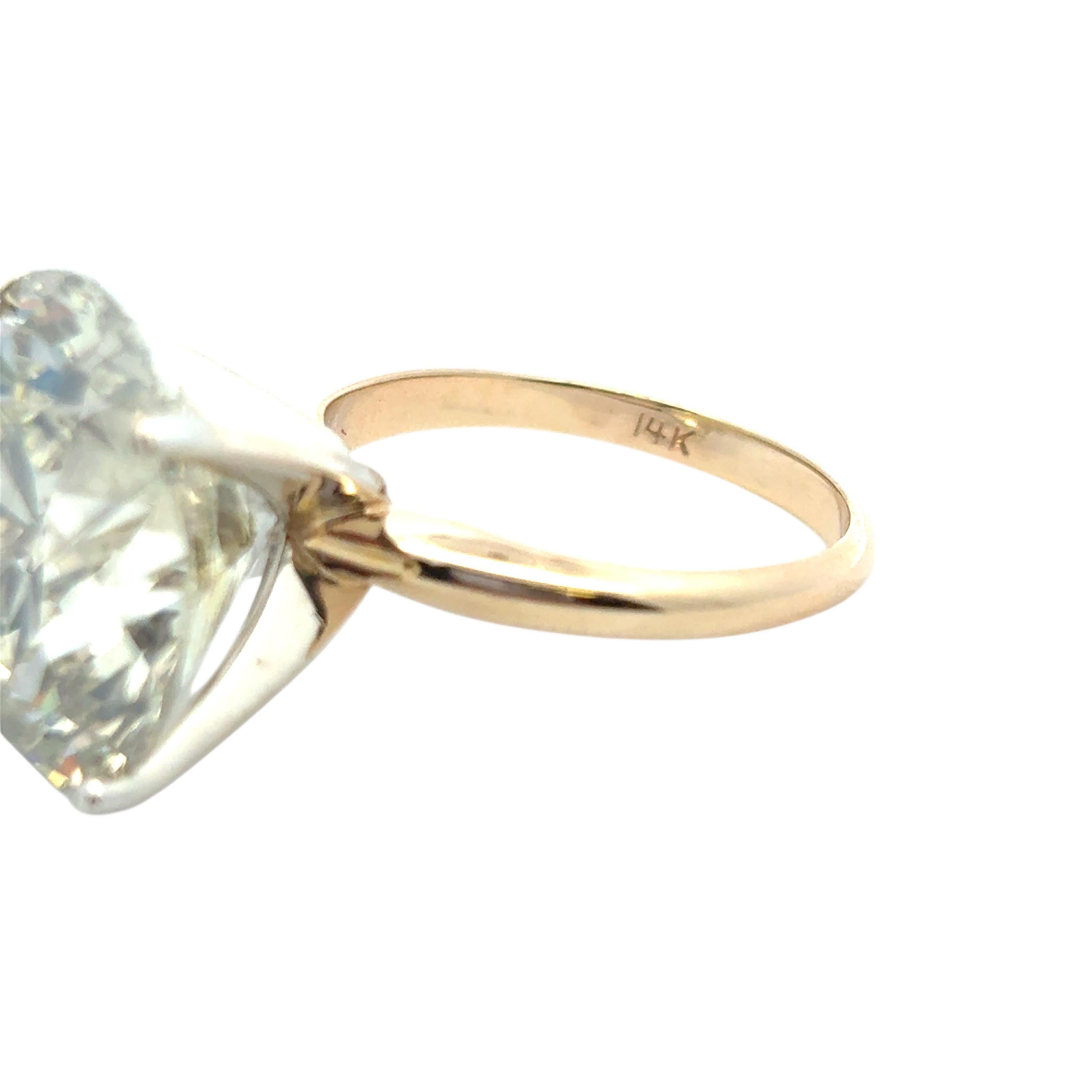 14k Yellow Gold Solitaire Ring Set with a 15.30ct Round Brilliant Diamond For Sale 3