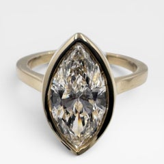 14k Yellow Gold Solitaire Ring with 2.08Ct. Lab Grown Marquise Diamond.