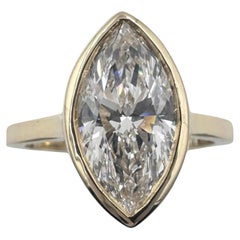 14k Yellow Gold Solitaire Ring with 2.08Ct. Lab Grown Marquise Diamond.