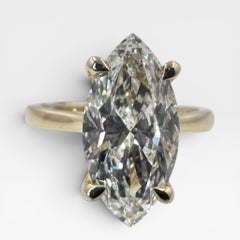 14k Yellow Gold Solitaire Ring with 3.05Ct. Lab Grown Marquise Diamond.