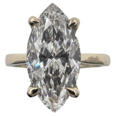 14k Yellow Gold Solitaire Ring with 3.05Ct. Lab Grown Marquise Diamond.