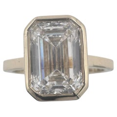 14k Yellow Gold Solitaire Ring with 3.07Ct. Lab Grown Emerald Cut Diamond.