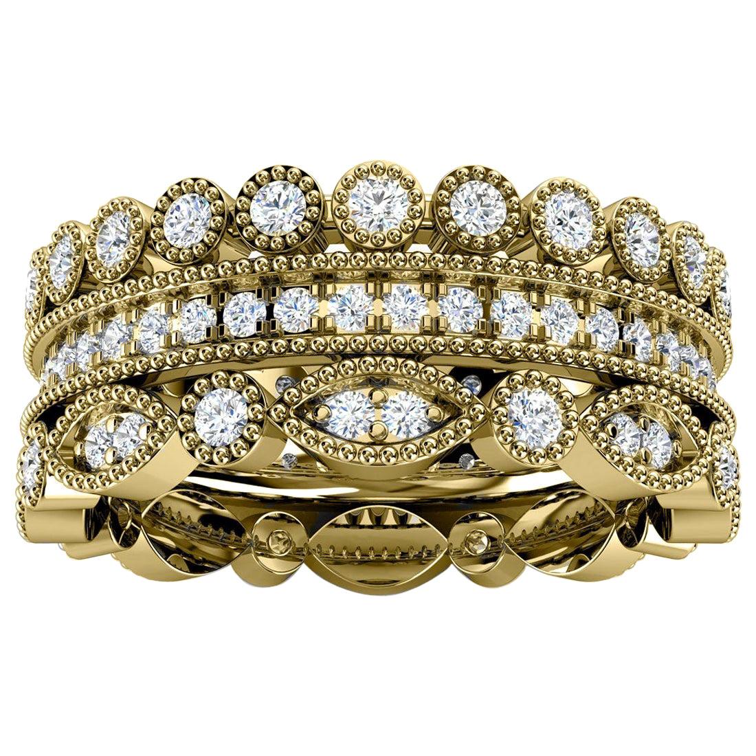 For Sale:  14k Yellow Gold Sophie Antique Diamond Stack Ring '1 Ct. Tw'