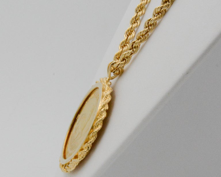 14 Karat Yellow Gold South Africa Krugerrand 1975 Coin Rope Chain at ...
