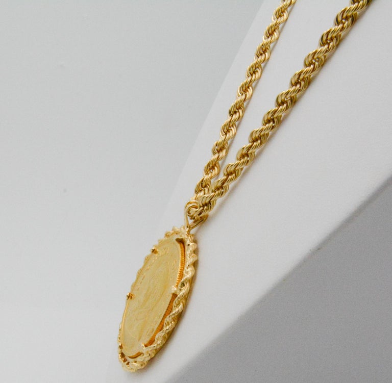 14 Karat Yellow Gold South Africa Krugerrand 1975 Coin Rope Chain at ...