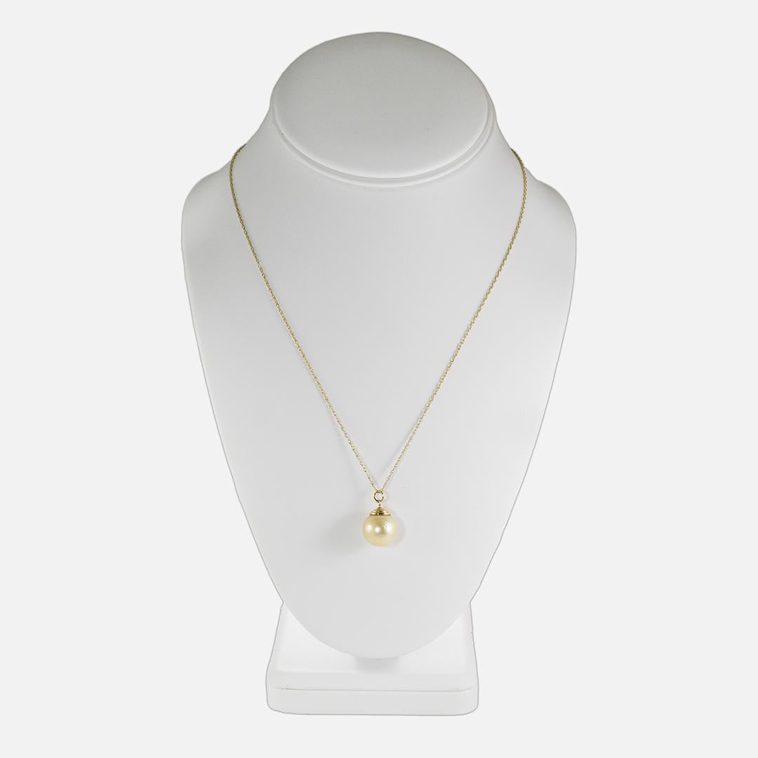 Uncut 14K Yellow Gold South Sea Pearl Necklace 4.2g For Sale