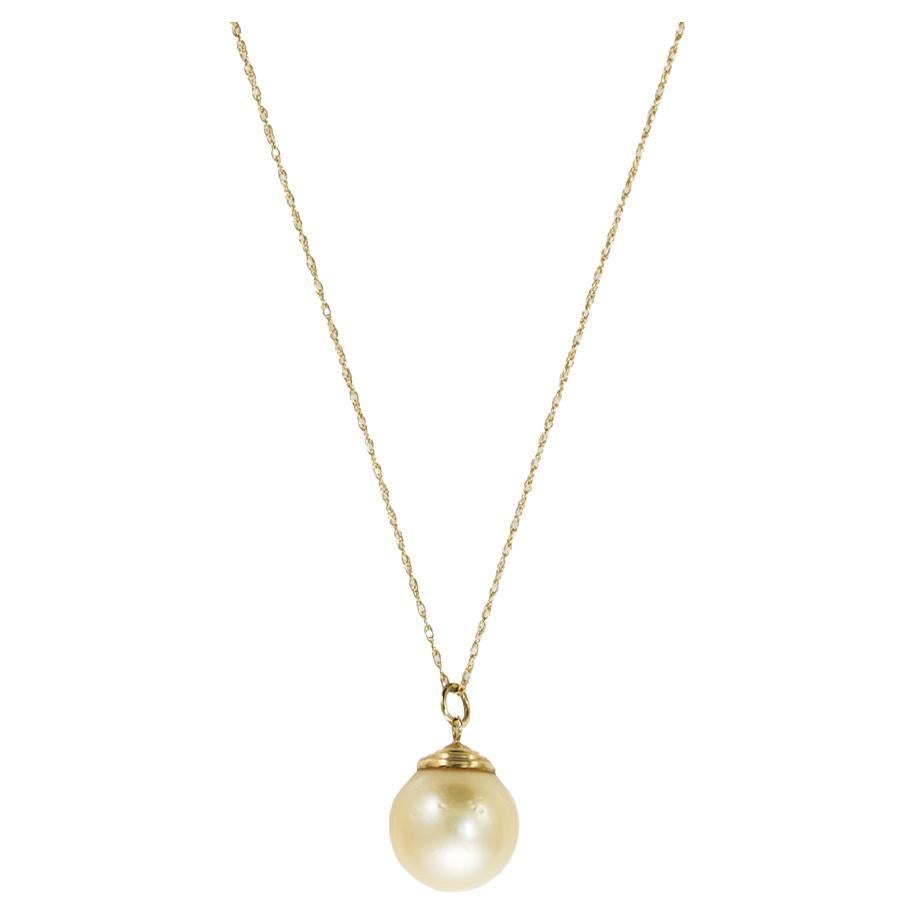 14K Yellow Gold South Sea Pearl Necklace 4.2g