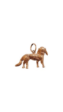 14K Yellow Gold Spaniel Dog Charm #20552