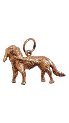 14K Gelbgold Spaniel Hund Charme #20552