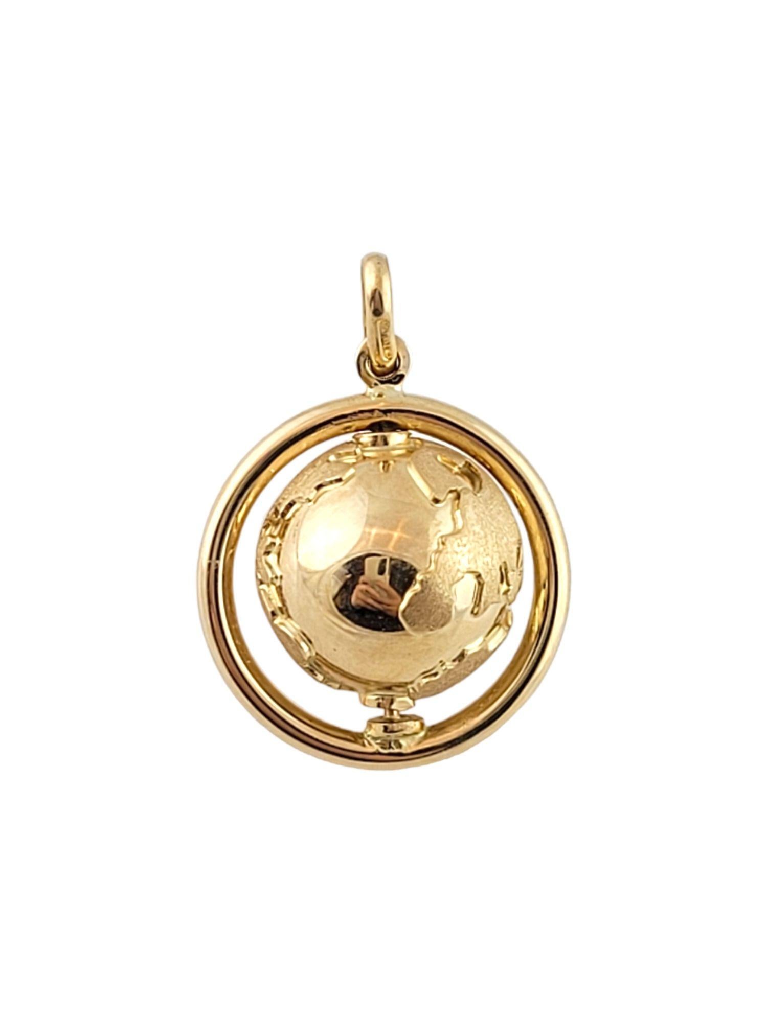 14K Gelbgold drehende Weltkugel Charme Damen
