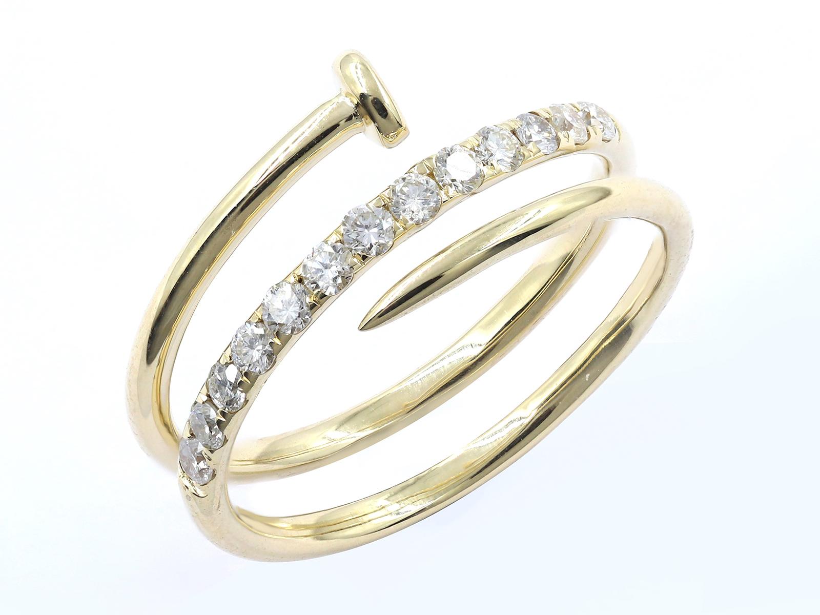 Bague en or jaune 14K à diamants en spirale - By Design Modern - 0.33 CT Neuf - En vente à Antwerp, BE