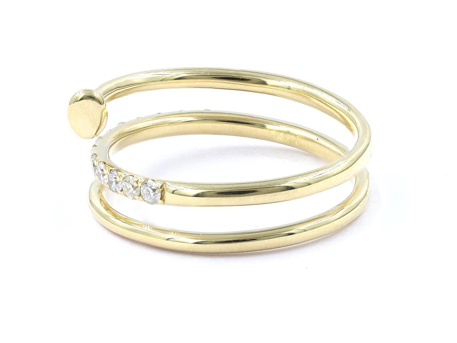 Bague en or jaune 14K à diamants en spirale - By Design Modern - 0.33 CT Pour femmes en vente