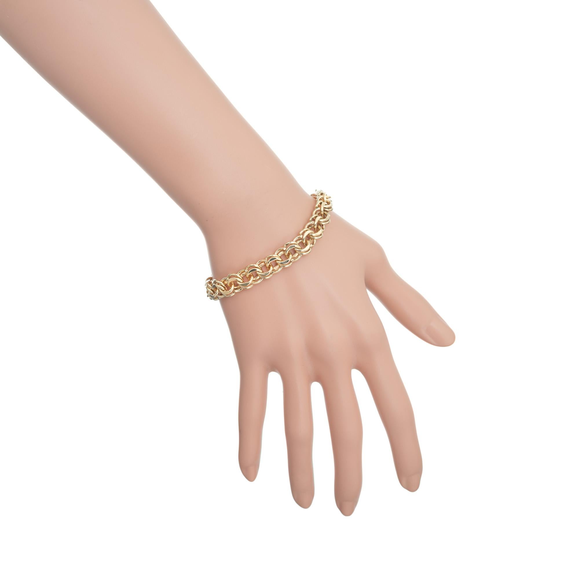 Women's 14K Yellow Gold Spiral Double Link Bracelet 