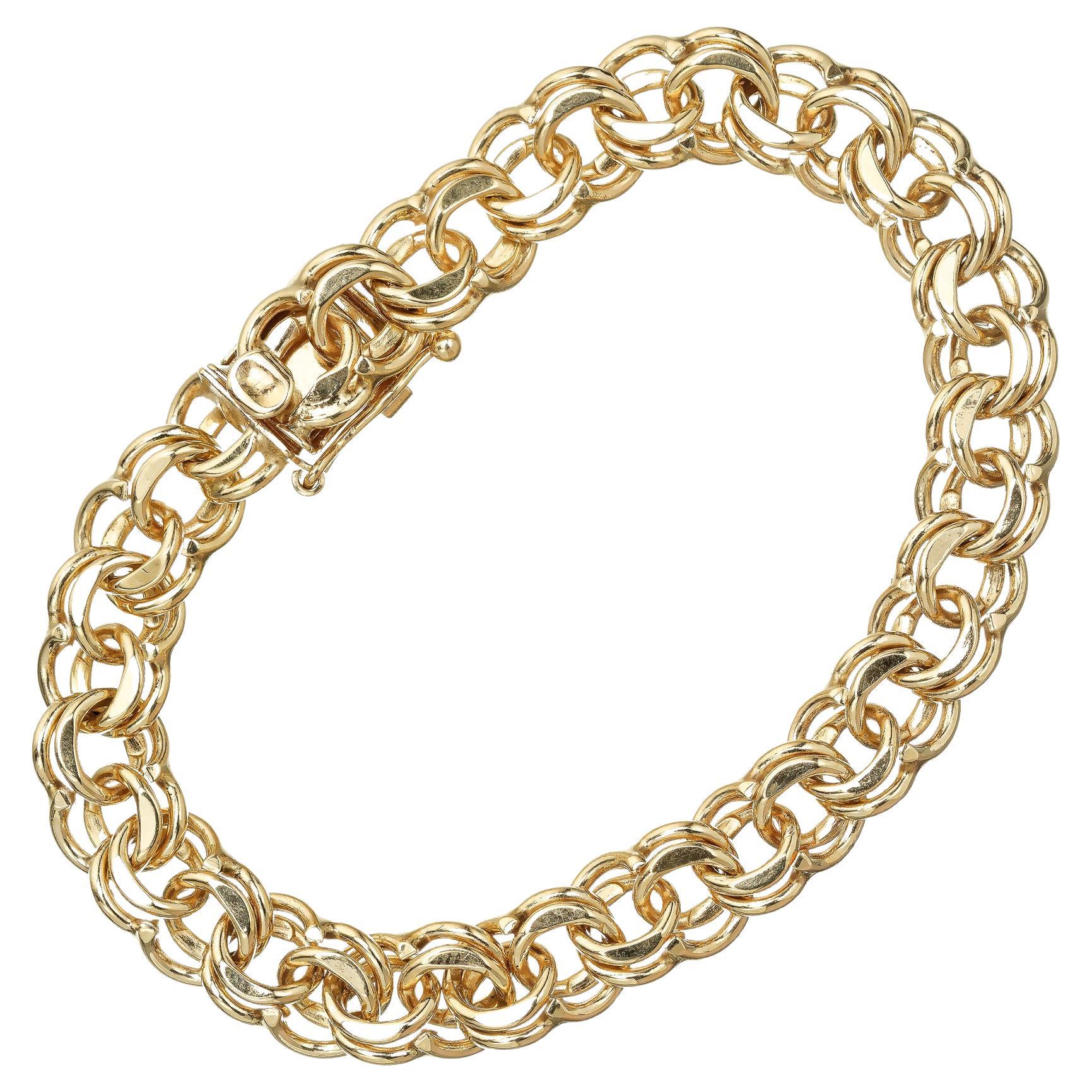 14K Yellow Gold Spiral Double Link Bracelet 