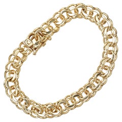 Retro 14K Yellow Gold Spiral Double Link Bracelet 