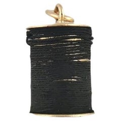 Vintage 14K Yellow Gold Spool of Thread Charm