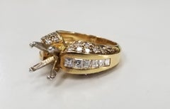14 Karat Yellow Gold Square and Round Channel Pavé Set Ring