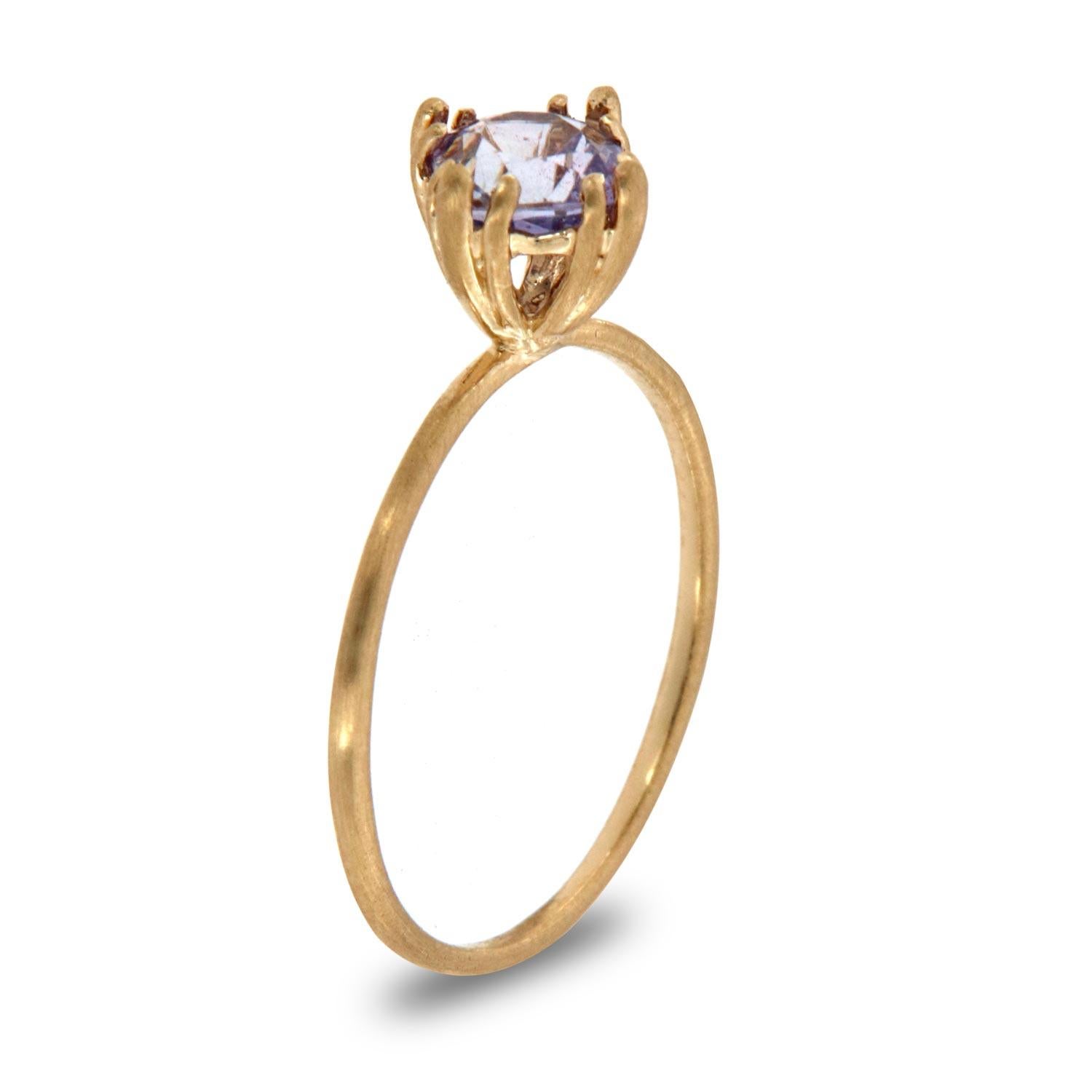 This petite rustic style ring is impressive in its Organic appeal, featuring a natural light lavender blue square cushion sapphire set in a delicate 12 prongs basket. Experience the difference in person!

Product details: 

Center Gemstone Type: