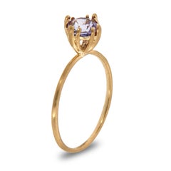 14K Gold Square Cushion Light Lavender Sapphire Solitaire Ring Center 1 Carat