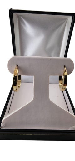 14k Yellow Gold Square Edge Hoop Earrings #23099