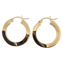 14k Yellow Gold Square Edge Hoop Earrings #23099