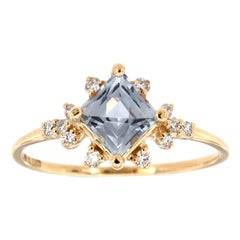 14K Yellow Gold Square Lavender Sapphire Used Diamond Ring Center-4/5 Carat