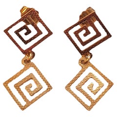 14K Gelbgold Quadratische Spiral-Ohrhänger #18031