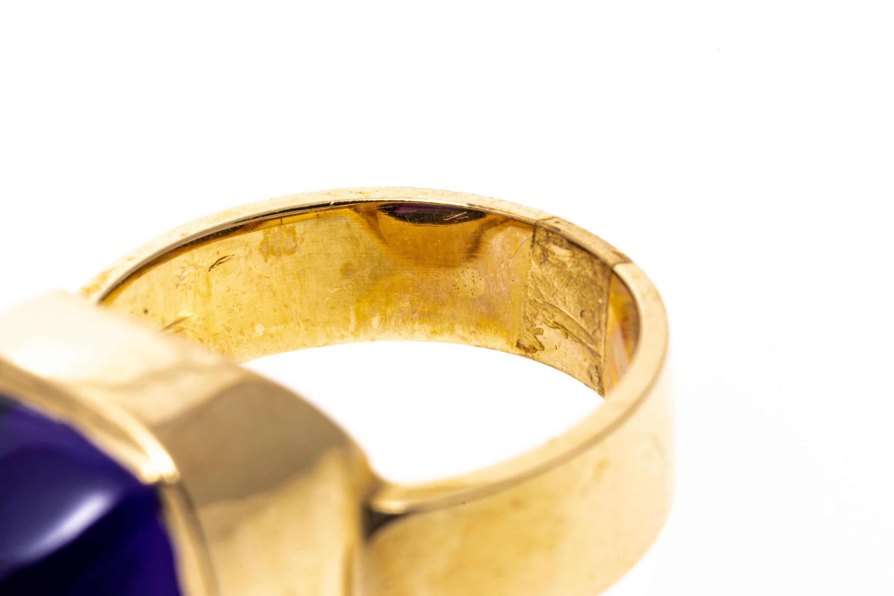 14k Gelbgold Quadratischer Zuckerhut Amethyst Moderner Ring im Angebot 3
