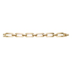 14 Karat Yellow Gold Square Tube Oval Link Bracelet