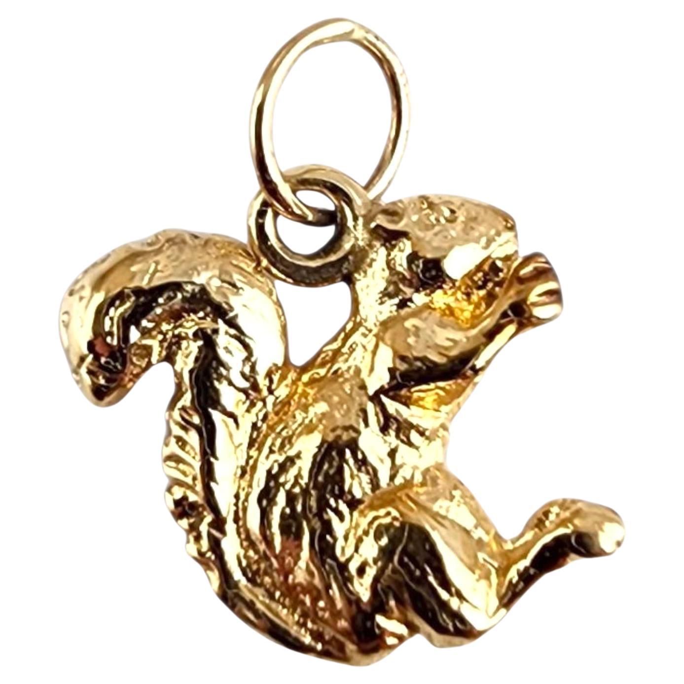 Charm in oro giallo 14K con scoiattolo e dado #22509 in vendita