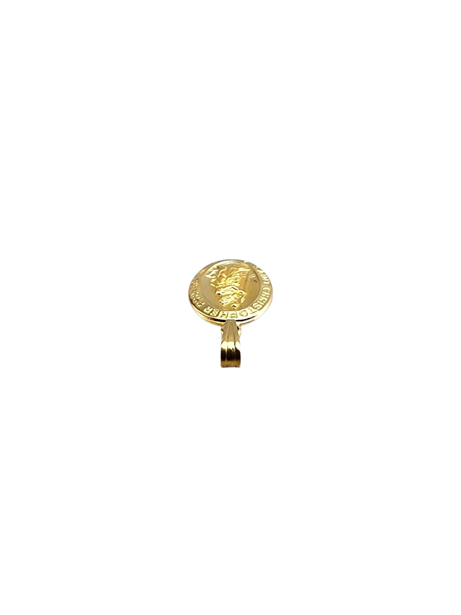 14K Yellow Gold St. Christopher Medal Charm Pendant #22384 For Sale 2