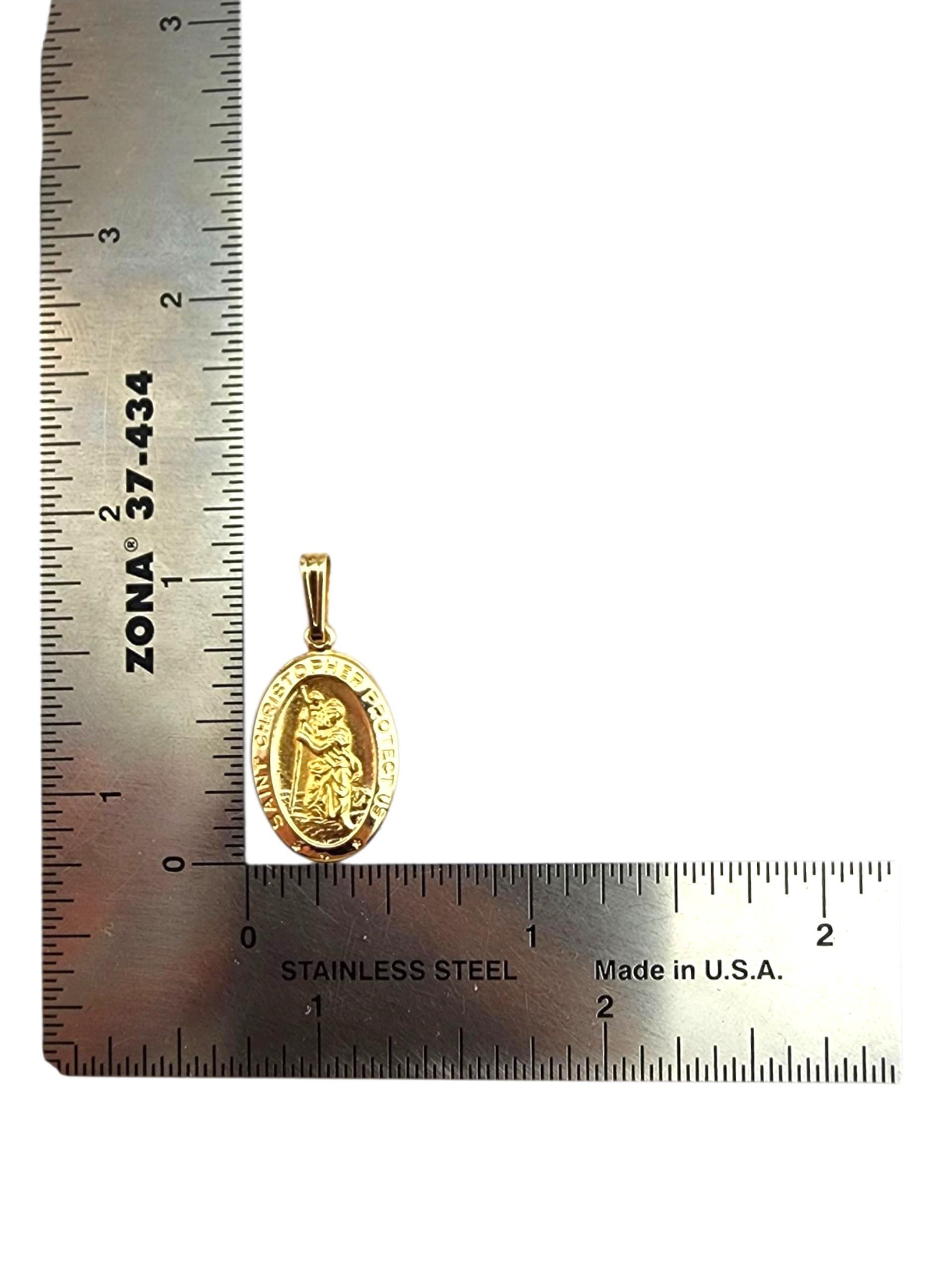 14K Yellow Gold St. Christopher Medal Charm Pendant #22384 For Sale 4