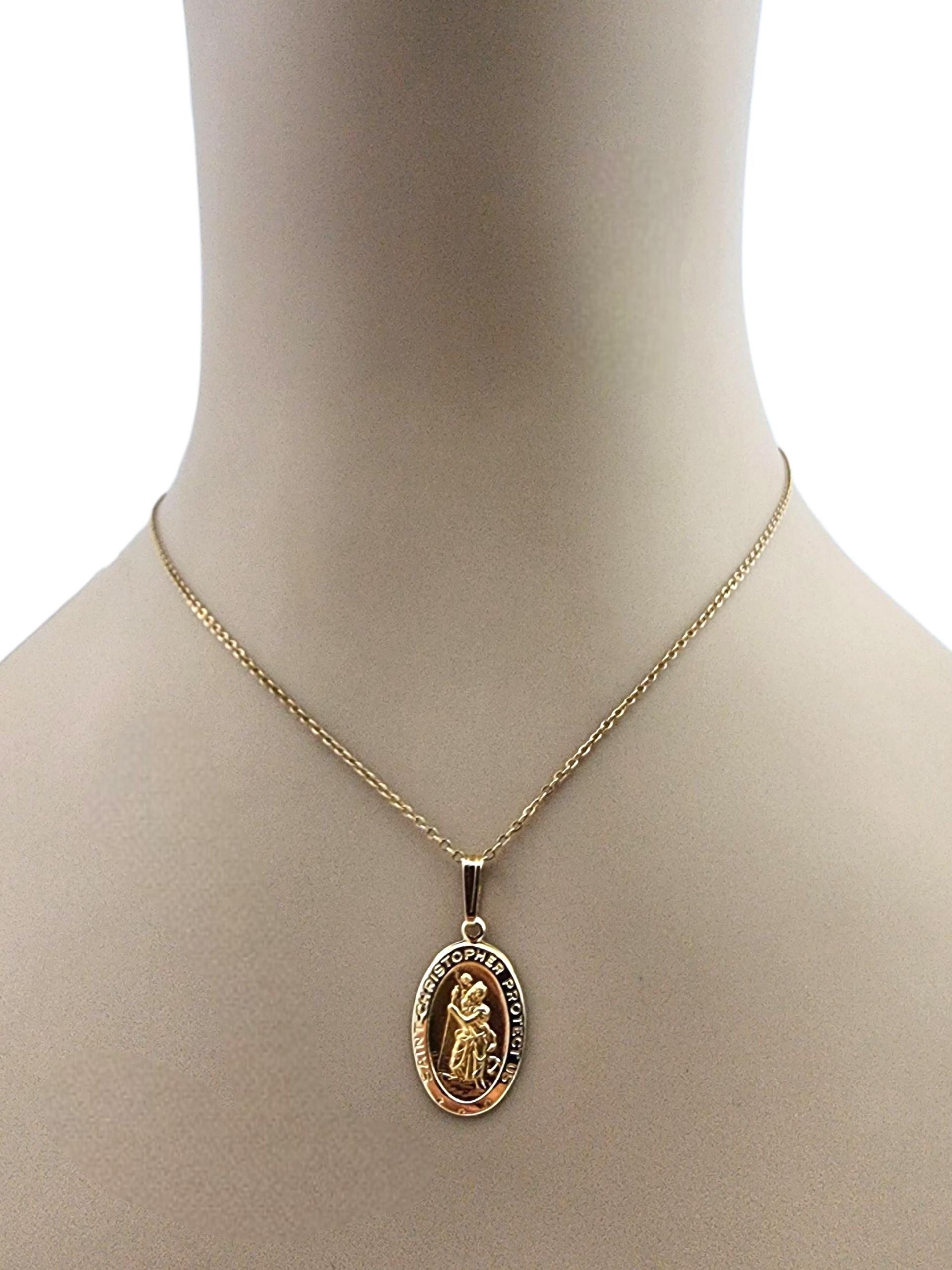 14K Yellow Gold St. Christopher Medal Charm Pendant #22384 For Sale 5