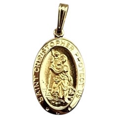 14K Yellow Gold St. Christopher Medal Charm Pendant #22384