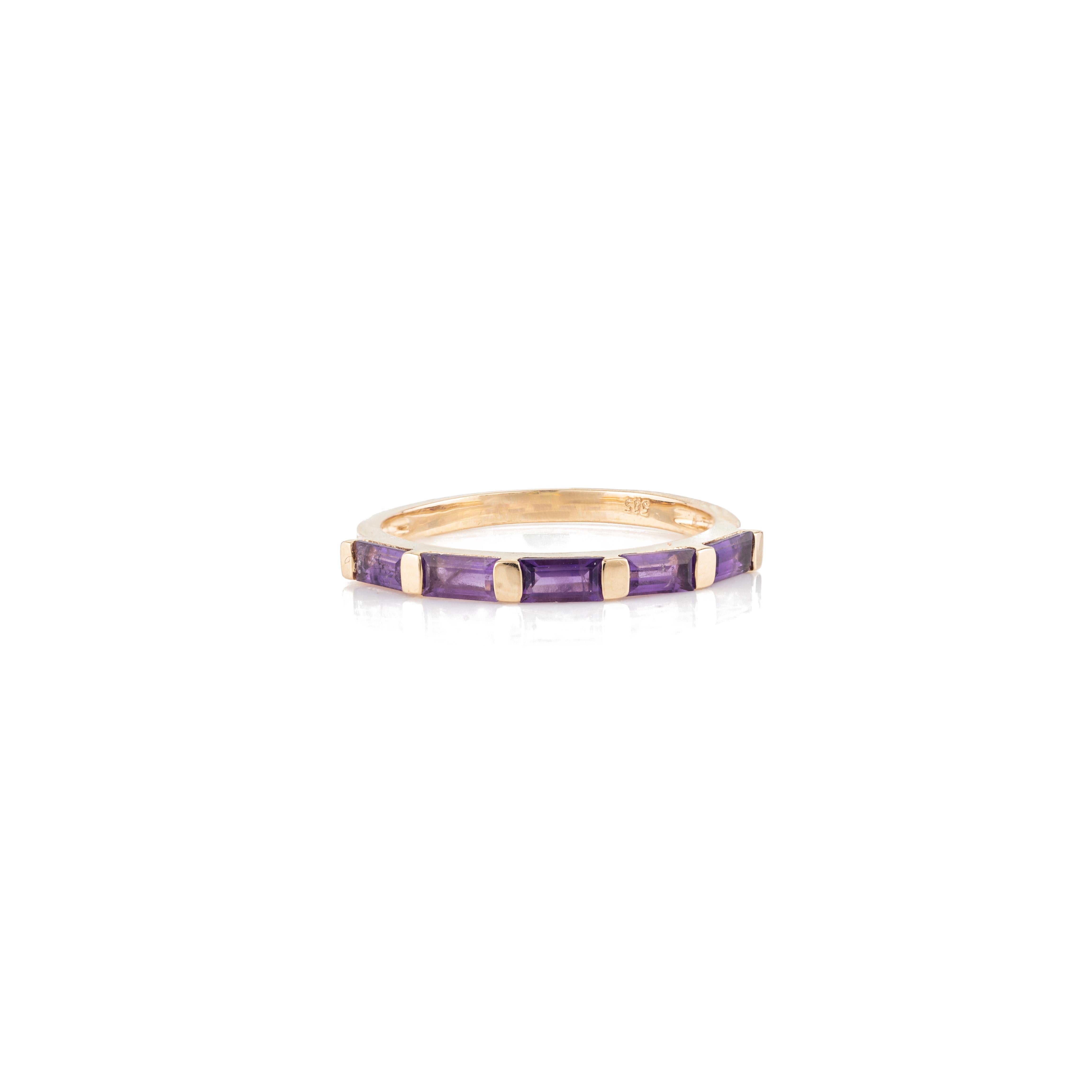 For Sale:  14k Yellow Gold Stackable Amethyst Half Band Ring Gift for Her 5