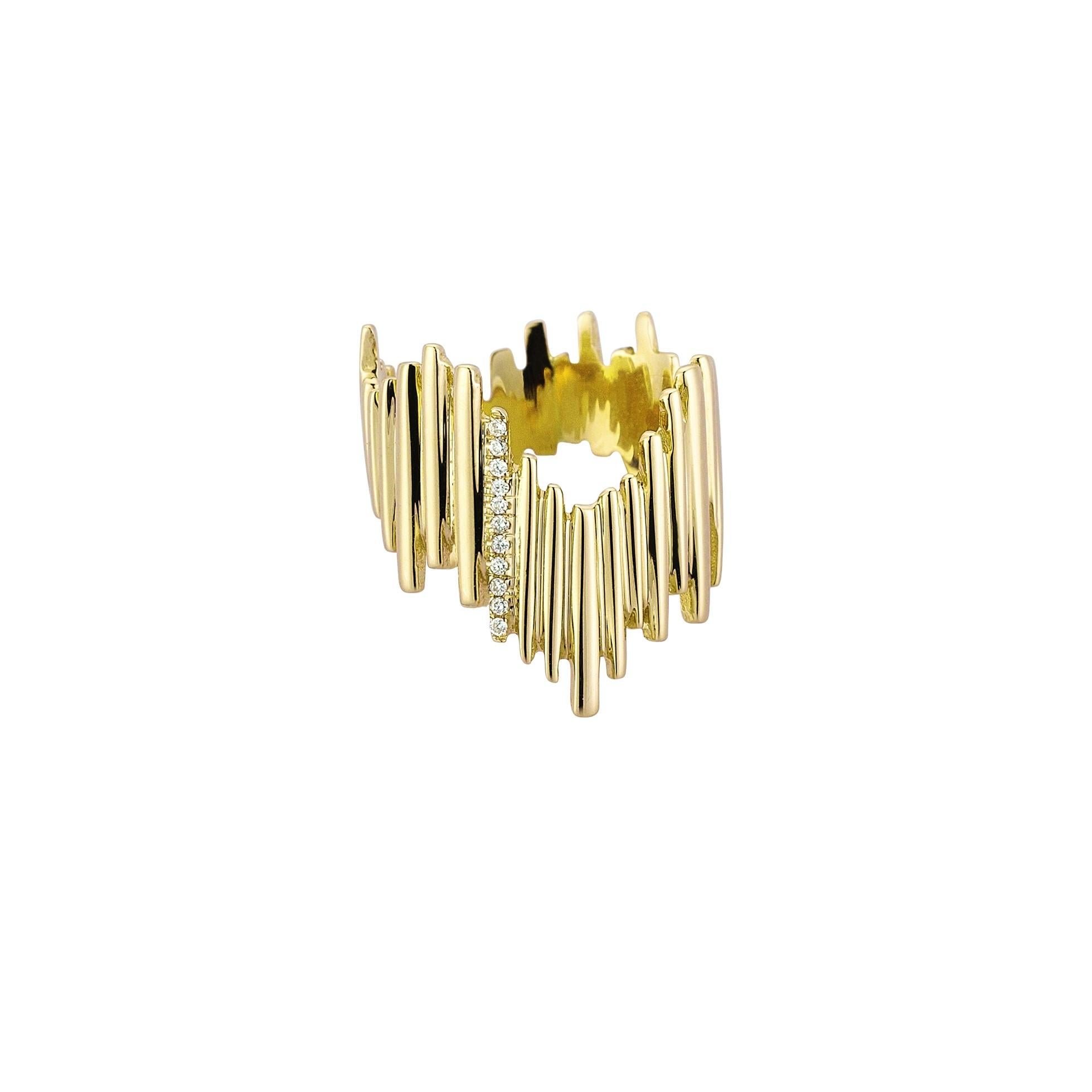 For Sale:  14K Yellow Gold Stalactite Midi Ring with Diamonds 2