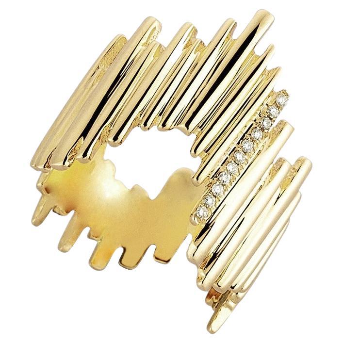 For Sale:  14K Yellow Gold Stalactite Midi Ring with Diamonds