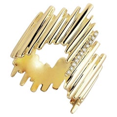 14K Yellow Gold Stalactite Midi Ring with Diamonds