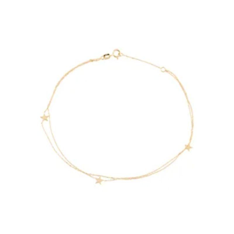 Contemporary 14K Yellow Gold Star Anklet Adjustable for Her For Sale