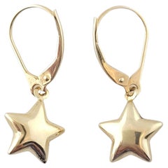 14K Yellow Gold Star Dangle Earrings #16359