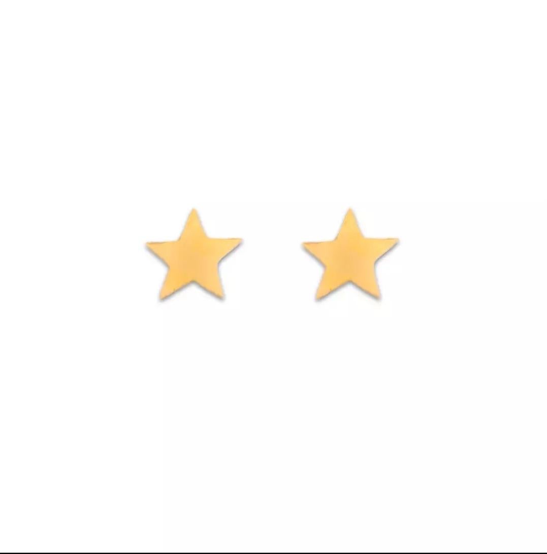 14K Yellow Gold Star Ear Studs Minimalist star studs Anniversary Unisex Gift In New Condition For Sale In Chicago, IL