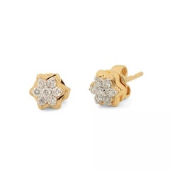 14K Yellow Gold Star Earring Stud Diamond Jewelry