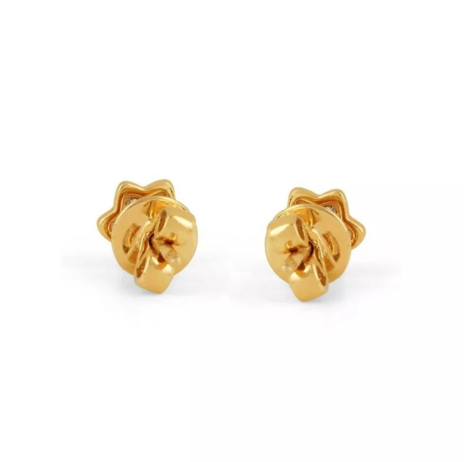 Round Cut 14K Yellow Gold Star Earring Stud Diamond Jewelry For Sale