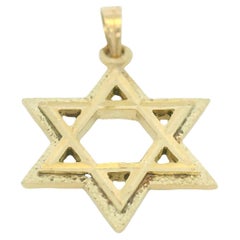 Colgante Estrella De David De Oro Amarillo De 14K 0.75 Pulgadas En Stock