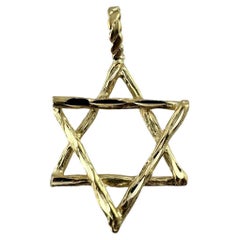 14K Yellow Gold Star of David Bark Finish Pendant #19601
