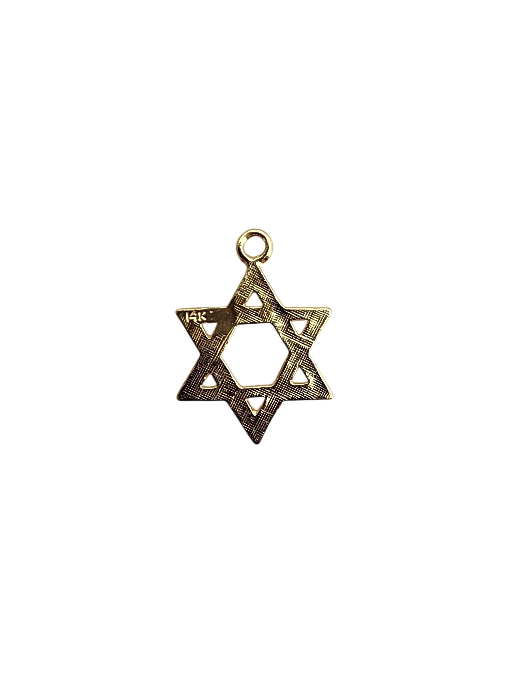 14K Yellow Gold Star of David Charm Pendant-

This elegant 14K yellow gold Star of David charm features a timeless design symbolizing faith and heritage. Crafted with polished gold for a radiant shine, it’s perfect for wearing alone or adding to a
