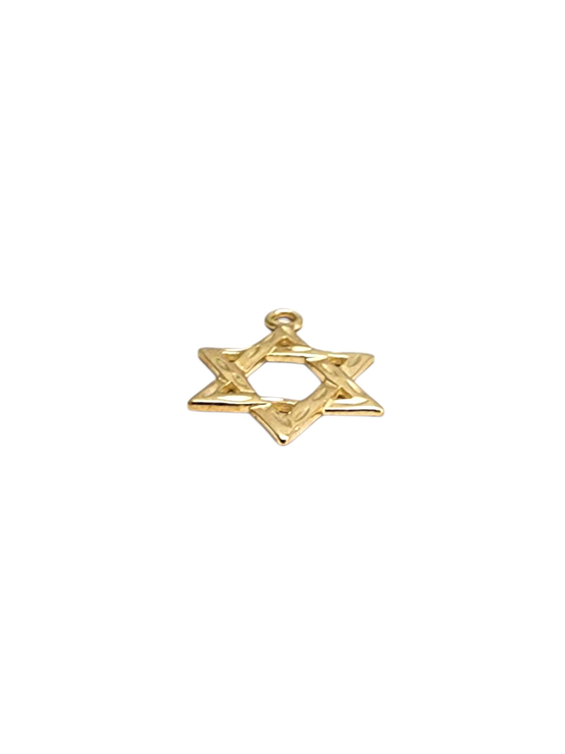 14K Yellow Gold Star of David Charm Pendant #22737 In Good Condition For Sale In Washington Depot, CT