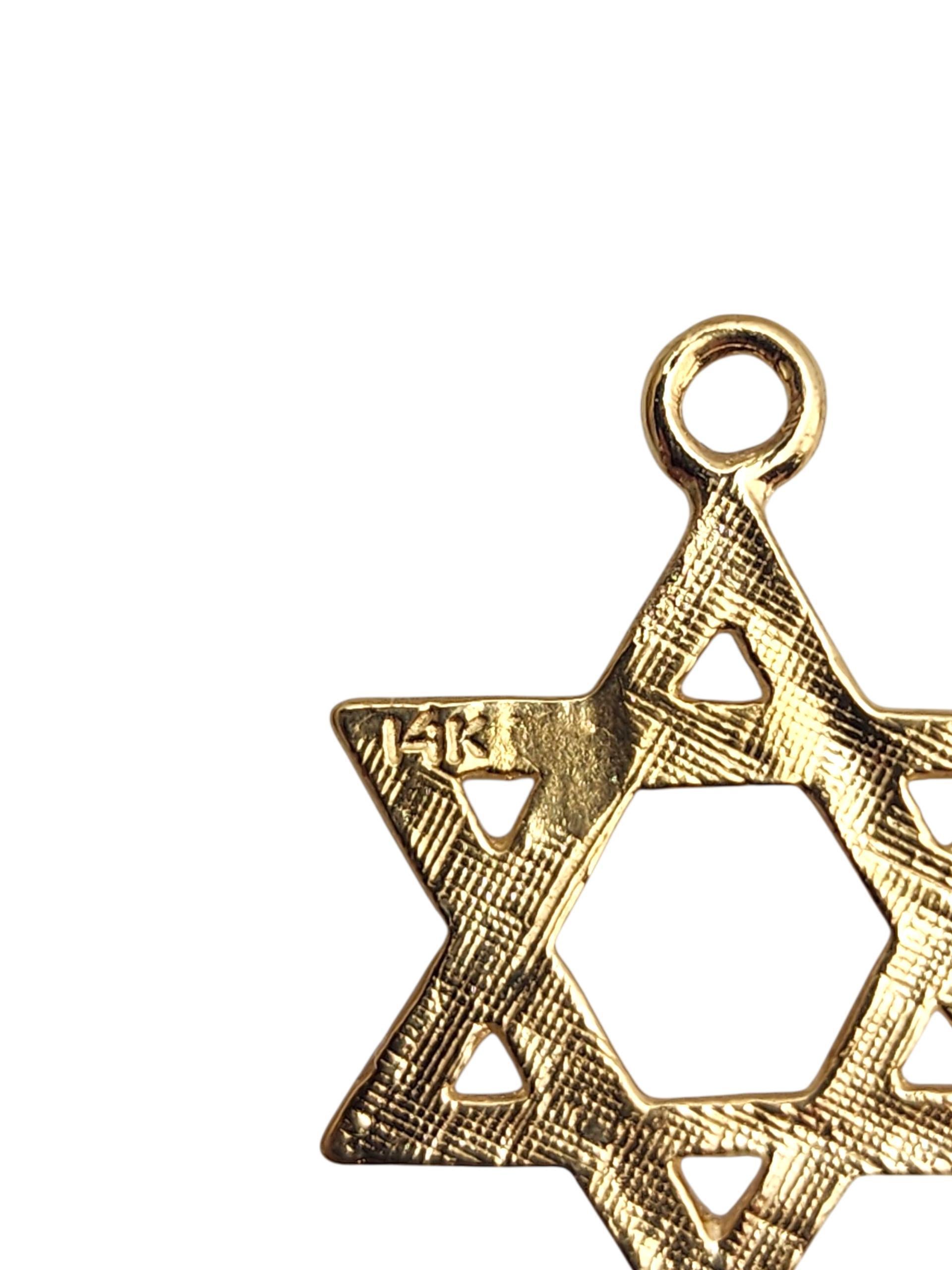 14K Yellow Gold Star of David Charm Pendant #22737 For Sale 2