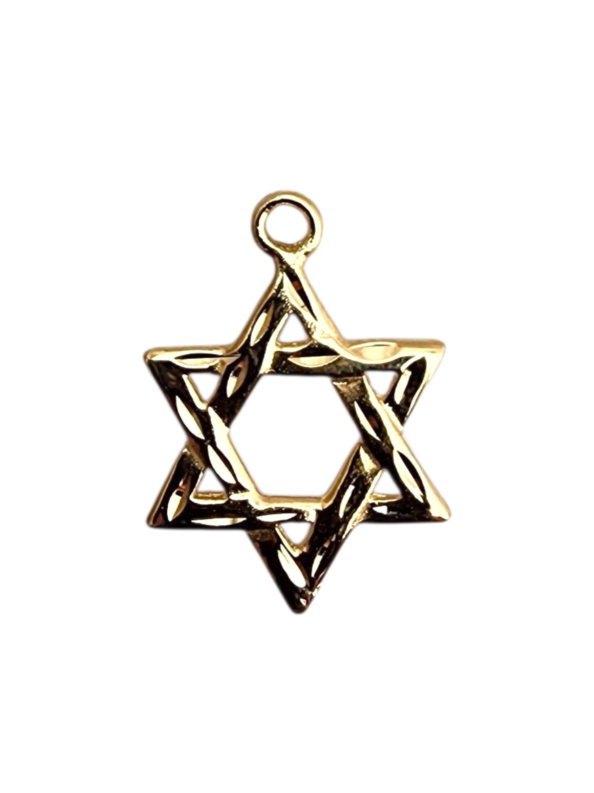 14K Yellow Gold Star of David Charm Pendant #22737